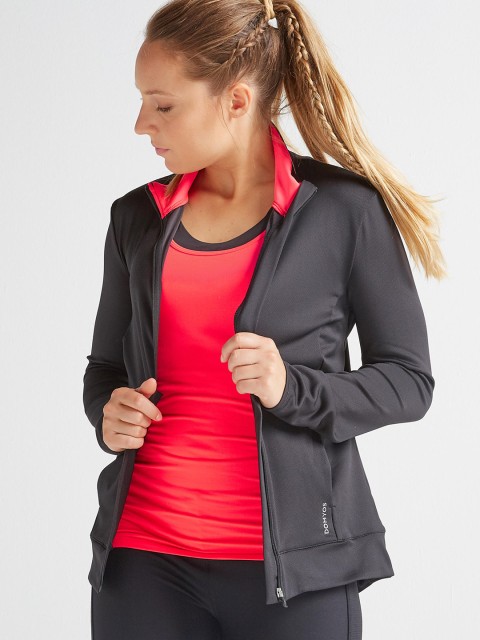 

Domyos by Decathlon Women Black Straight-Cut Fitness Jacket