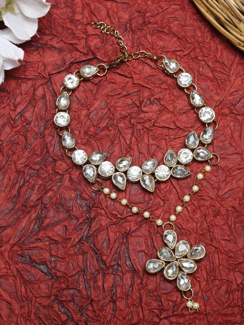 

NEUDIS Gold-Toned & White Stone-Studded Antique Ring Bracelet