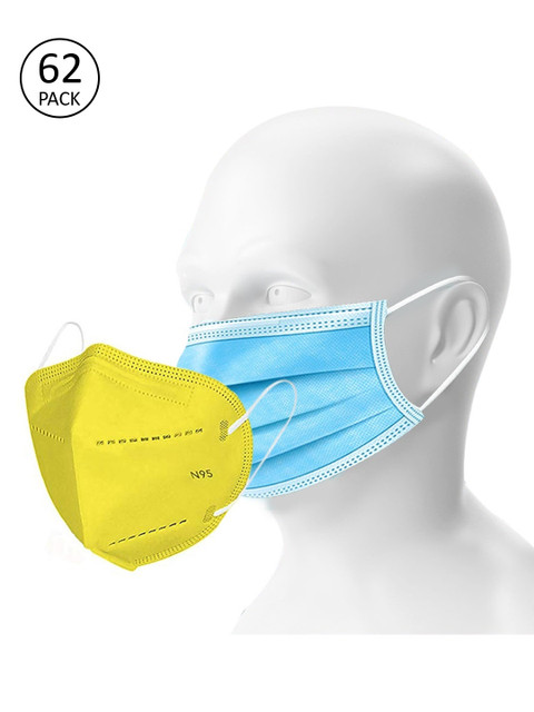 

OOMPH Set of 50 Disposable & 5*2 KN95 / N95 Double Masks, Blue