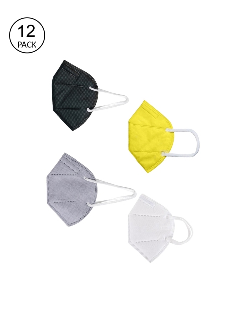 

OOMPH Unisex Pack Of 12 Solid 5-Ply Protective 200 GSM KN95 Outdoor Masks, Yellow