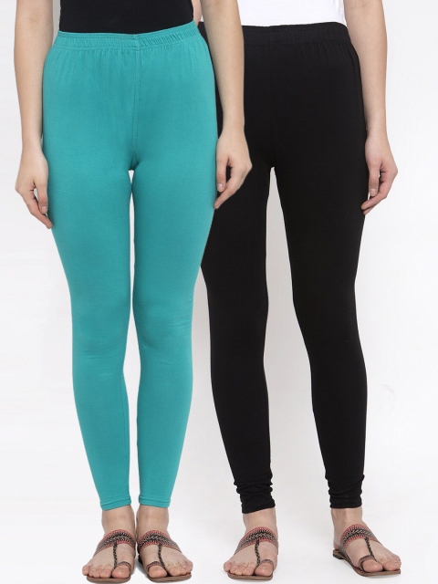 

TAG 7 Women Pack of 2 Solid Ankle-Length Leggings, Black