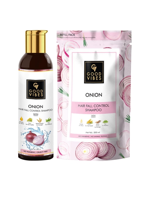 

Good Vibes Set Of 2 Hair Fall Shampoo Bottle & Pouch 400ml, Transparent