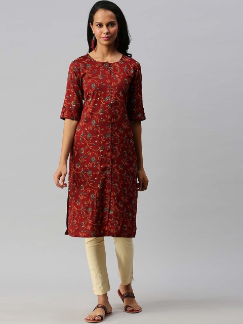 

Soch Women Red Geometric Keyhole Neck Kurta