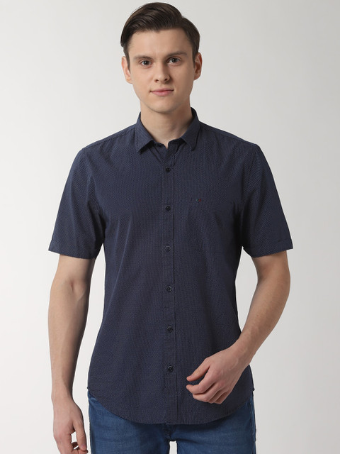 

Peter England Casuals Men Navy Blue & White Slim Fit Printed Casual Shirt