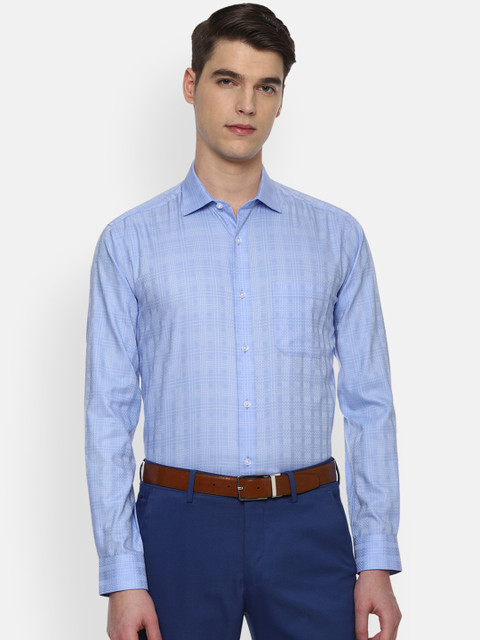 

Louis Philippe Men Blue Slim Fit Checked Casual Shirt