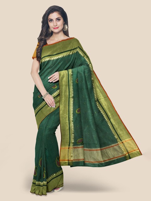

Kalamandir Green Woven Design Silk Cotton Saree