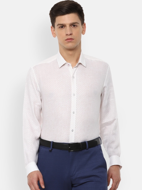 

Louis Philippe Men White Slim Fit Printed Casual Linen Shirt