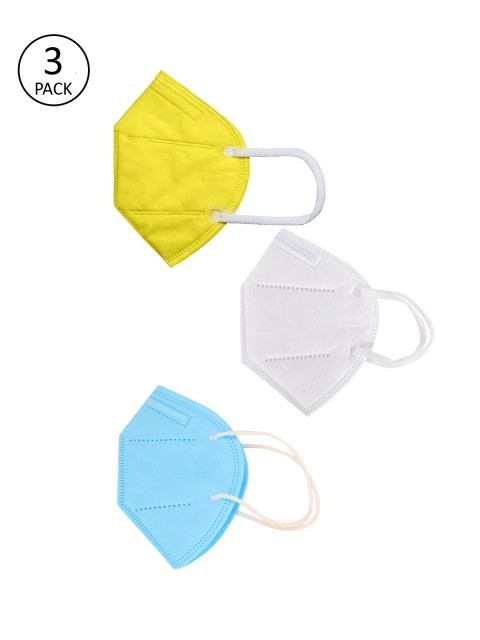 

OOMPH Unisex Pack Of 3 Solid 5-Ply Protective Outdoor 200 GSM KN95 Masks, Yellow