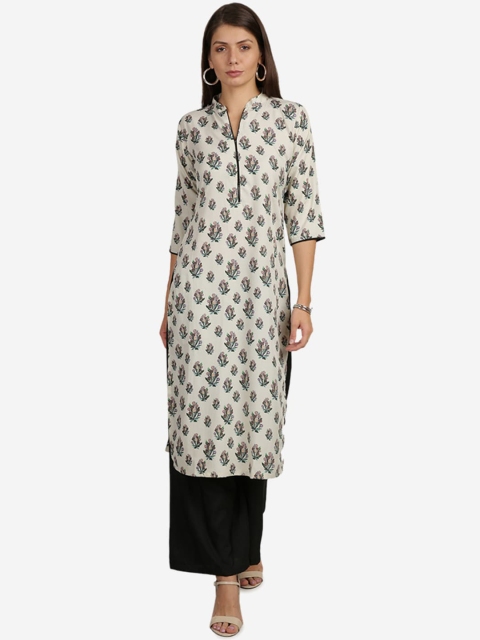 

Florence Women Cream-Coloured Ethnic Motifs Printed Crepe Kurta