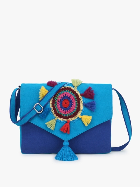 

Anekaant Blue Printed Sling Bag