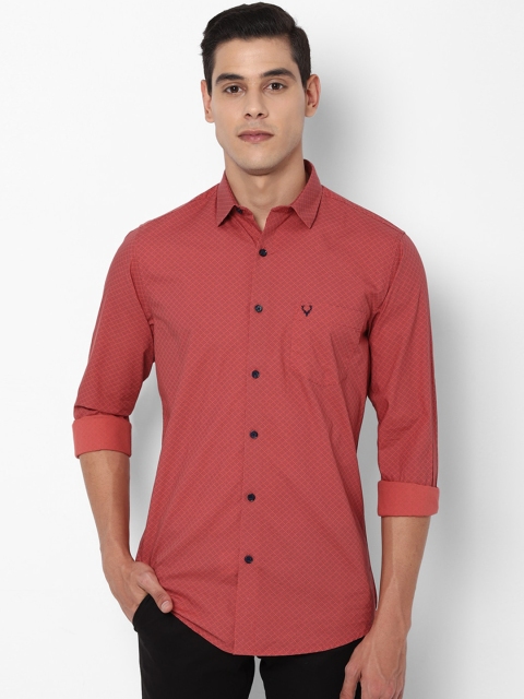 

Allen Solly Men Rust Orange & Black Slim Fit Micro Ditsy Printed Cotton Casual Shirt