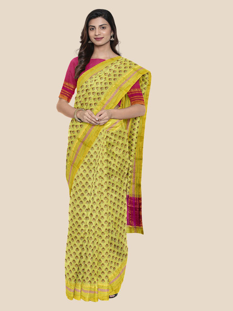 

Kalamandir Green Silk Blend Woven Design Venkatgiri Saree
