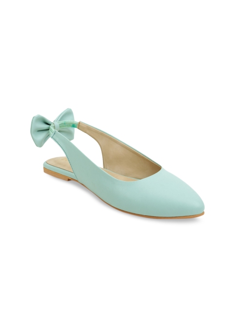 

SCENTRA Women Sea Green Solid Mules with Bow Detail