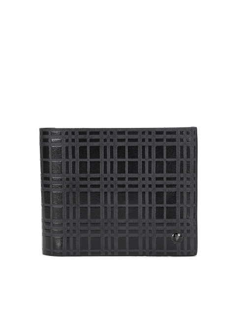 

Van Heusen Men Black Checked Leather Two Fold Wallet