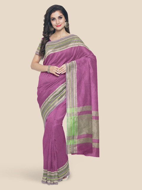 

Kalamandir Violet Pure Cotton Solid Mangalagiri Saree