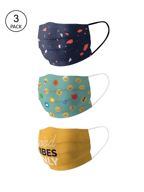 

Soxytoes Unisex Pack of 3 4-Ply Cotton Reusable Anti-Pollution Outdoor Face Masks, Navy blue