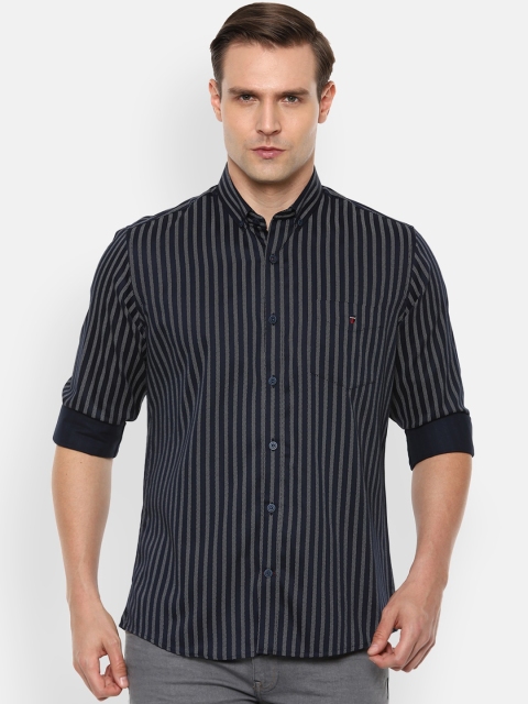 

Louis Philippe Sport Men Navy Blue & White Slim Fit Cotton Striped Casual Shirt