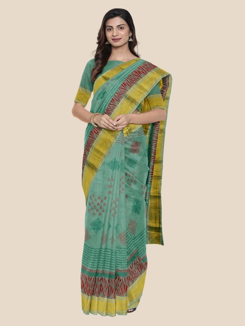 

Kalamandir Green & Maroon Silk Blend Woven Design Venkatgiri Saree