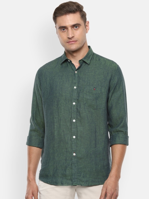 

Louis Philippe Sport Men Green Slim Fit Linen Dual-Toned Solid Casual Shirt