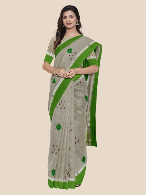 

Kalamandir Cream-Coloured Embroidered Silk Cotton Saree