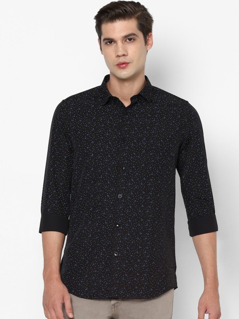 

Allen Solly Men Black & Navy Blue Slim Fit Polka Dot Print Casual Shirt