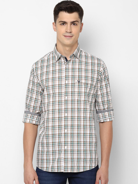 

Allen Solly Men White & Brown Slim Fit Checked Casual Shirt