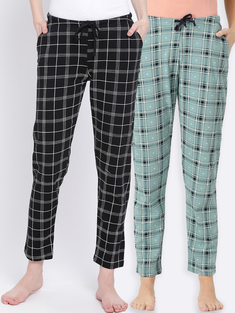 

Kanvin Women Pack of 2 Pure Cotton Lounge Pants, Black