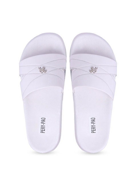 

PERY PAO Men White Rubber Sliders