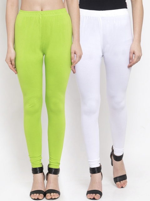 

TAG 7 Women Pack of 2 Solid Ankle-Length Leggings, White