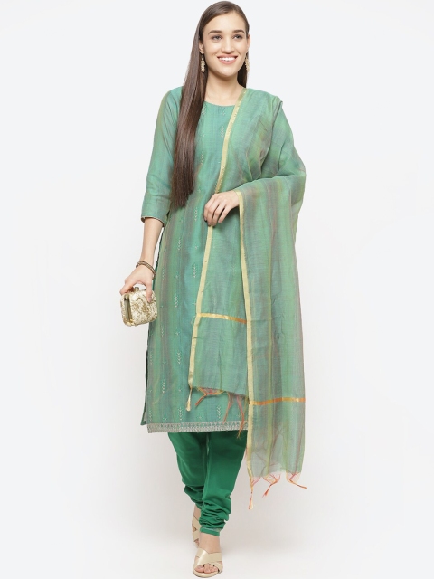 

Biba Green & Golden Cotton Blend Unstitched Dress Material