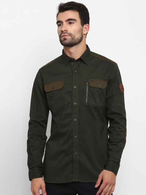 

Royal Enfield Men Olive Green Regular Fit Solid Casual Shirt
