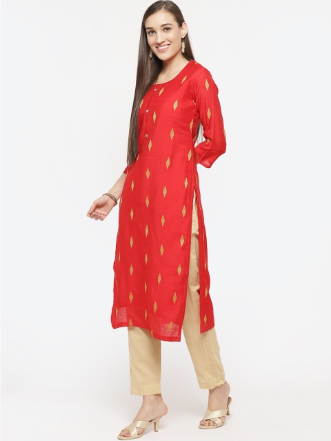 

Biba Red & Beige Silk Blend Unstitched Dress Material