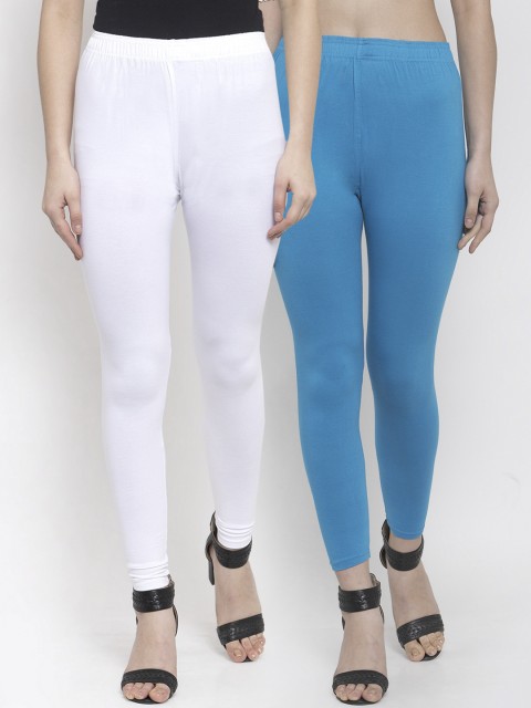 

TAG 7 Women Pack of 2 Solid Ankle-Length Leggings, White
