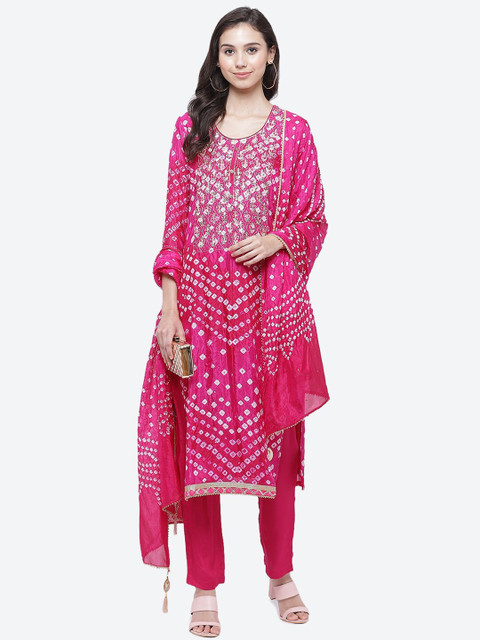 

Biba Fuchsia & White Silk Blend Unstitched Dress Material