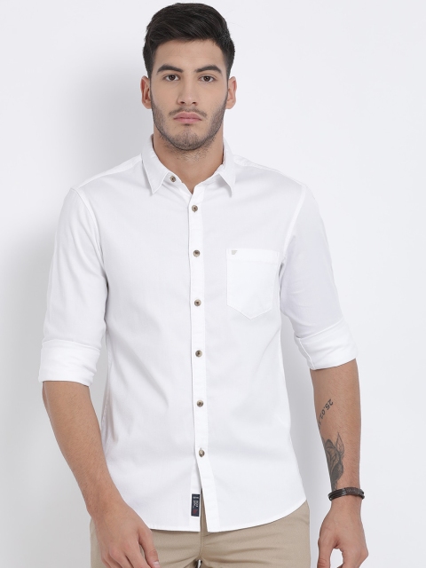 

t-base Men White Regular Fit Solid Casual Shirt