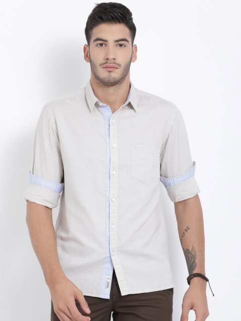 

t-base Men Off-White Regular Fit Solid Casual Shirt