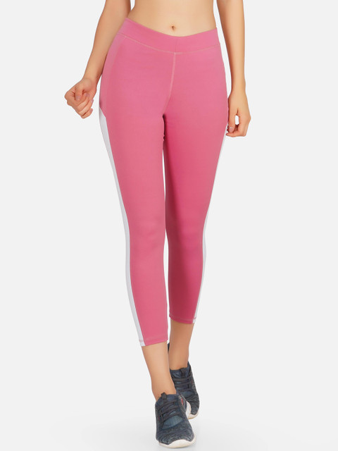 

NEU LOOK FASHION Women Pink & White Colourblocked Gym Tights