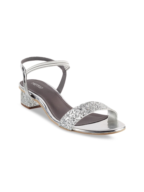 

Metro Women Silver-Toned Embellished Sandals