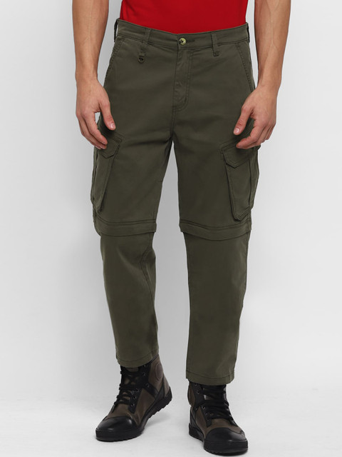

Royal Enfield Men Olive Green Regular Fit Solid Cargos