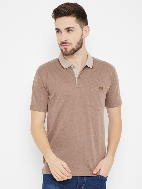

Duke Men Brown Melange Effect Cotton Polo Collar T-shirt