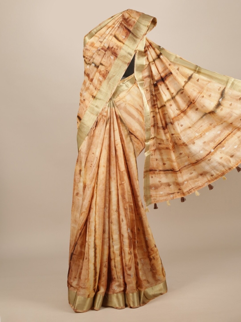 

Pothys Beige & Golden Jute Silk Printed Saree