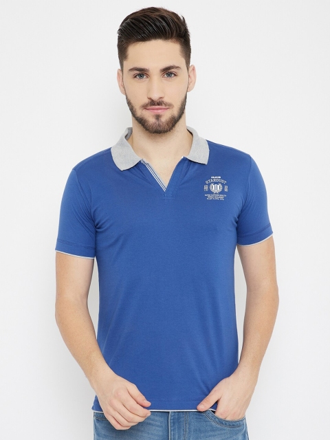 

Duke Men Blue Solid Slim-Fit Cotton Polo Collar T-shirt