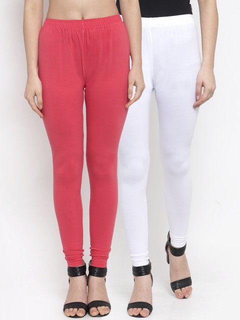 

TAG 7 Women Pack of 2 Solid Ankle-Length Leggings, White