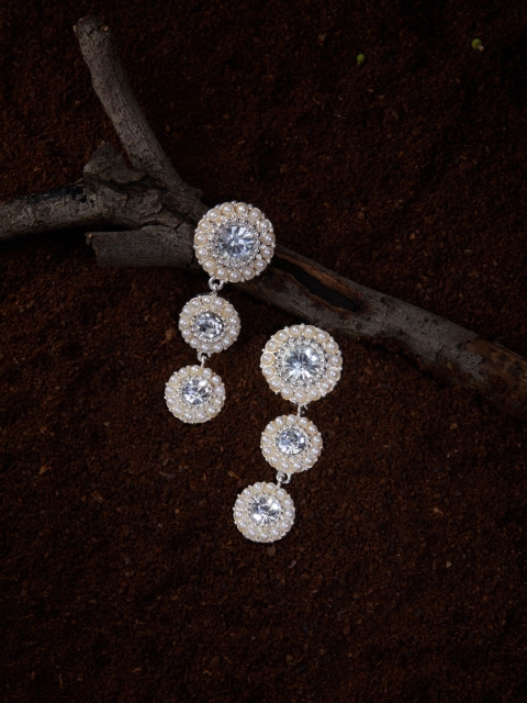 

Accessorize Silver-Plated & White Circular Drop Earrings