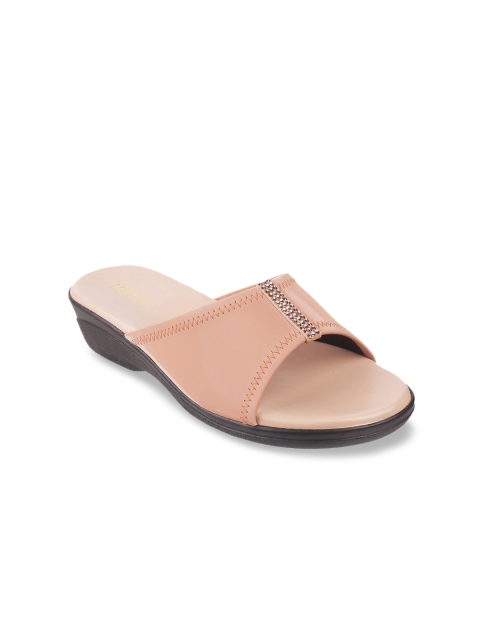 Metro Women Peach-Coloured Solid Sandals