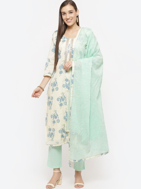 

Biba Off-White & Blue Cotton Blend Unstitched Dress Material