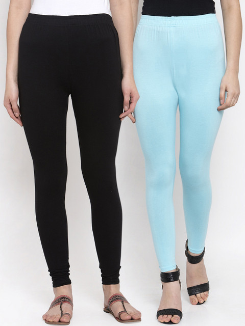 

TAG 7 Women Pack of 2 Solid Ankle-Length Leggings, Black