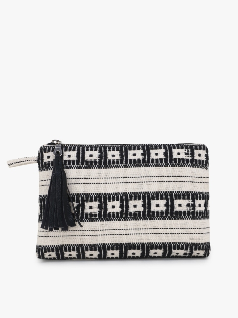 

Anekaant Black Self Design Tote Bag
