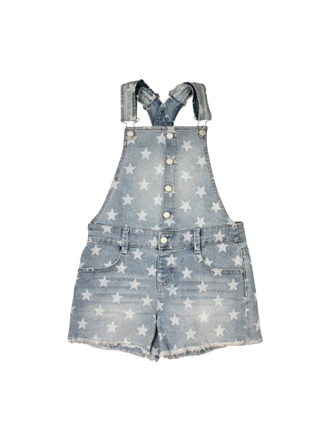 

Lil Lollipop Kids Blue Printed 100% Cotton Denim Dungaree Shorts