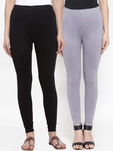 

TAG 7 Women Pack of 2 Solid Ankle-Length Leggings, Black